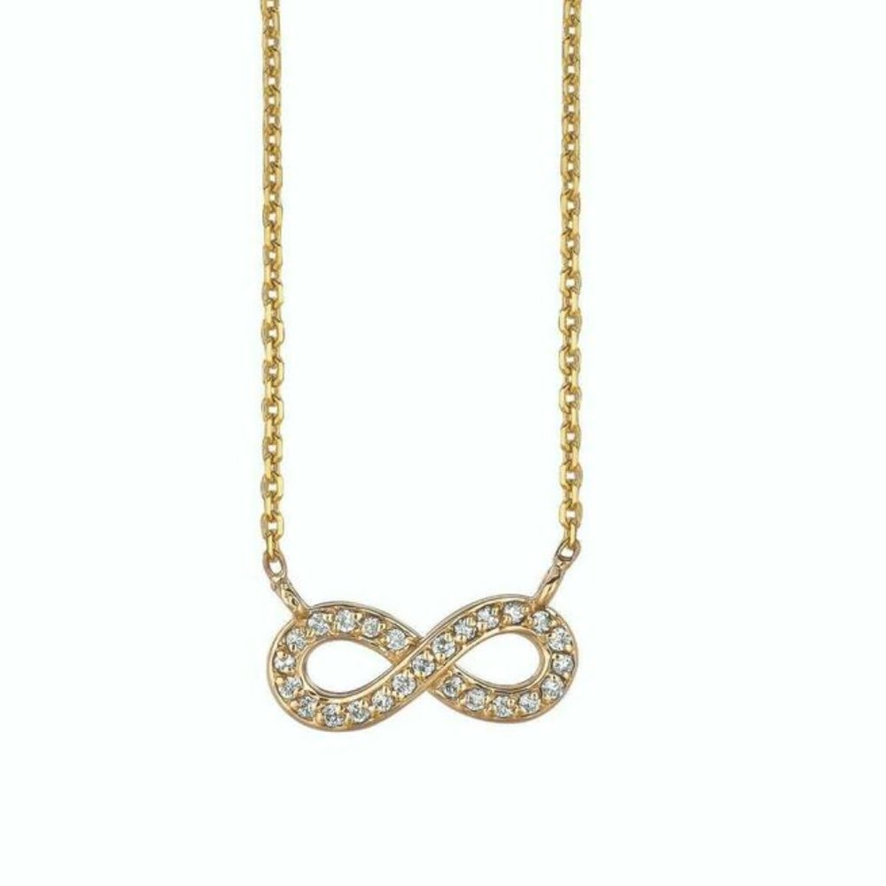 0.15 Carat Natural Diamond Infinity Necklace 14K